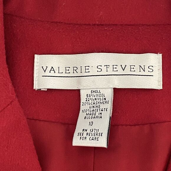 Vntg Valerie Stevens Red Wool Cashmere Button Front Blazer Coat Size 10 - Picture 3 of 12